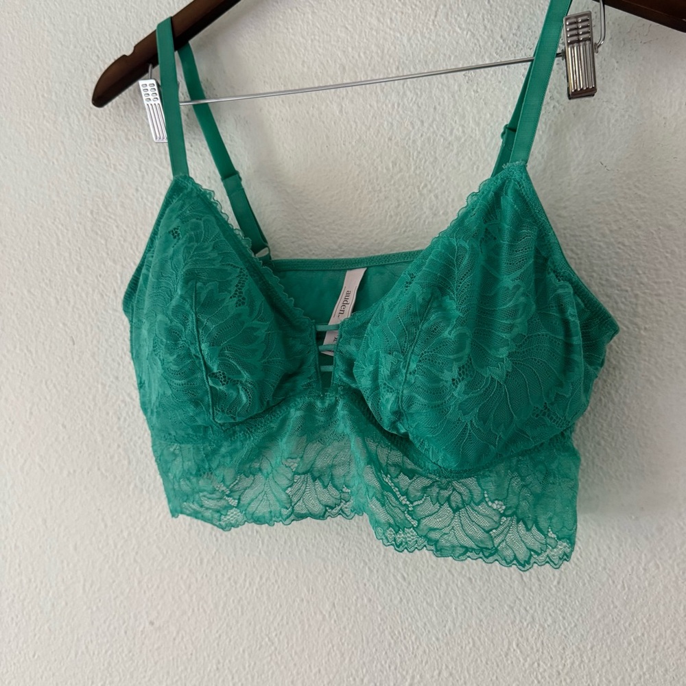 Auden Lightly Lined Longline Lace Bralette XL Teal Turquoise New Romantic Boho - Picture 3 of 10